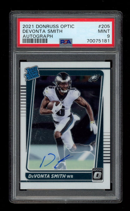 2021 Panini Donruss Optic #205 Devonta Smith Autograph PSA 9