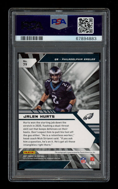 2021 Panini Xr #79 Jalen Hurts Autograph-Purple PSA 9