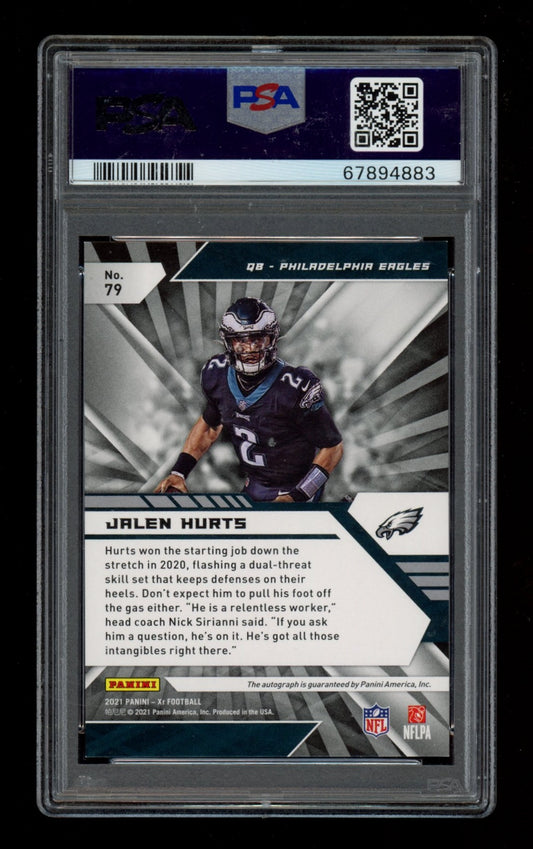 2021 Panini Xr #79 Jalen Hurts Autograph-Purple PSA 9