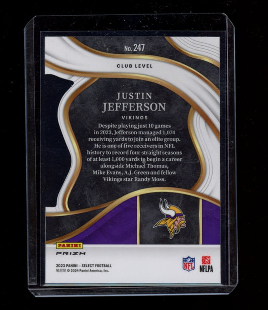 2023 Panini Select #247 Justin Jefferson Zebra Prizms