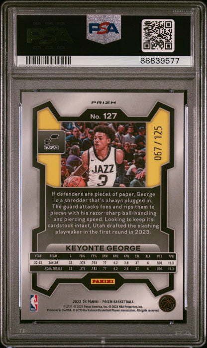 2023 Panini Prizm #127 Keyonte George Blue Ice PSA 10