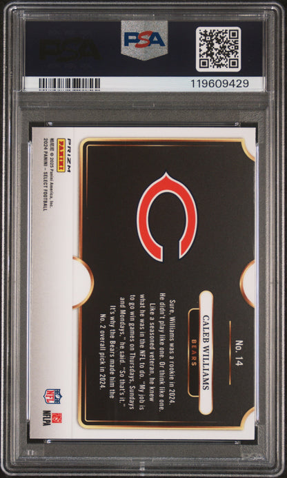 2024 Panini Select Snapshots #14 Caleb Williams Snapshots-Zebra Prizm PSA 10
