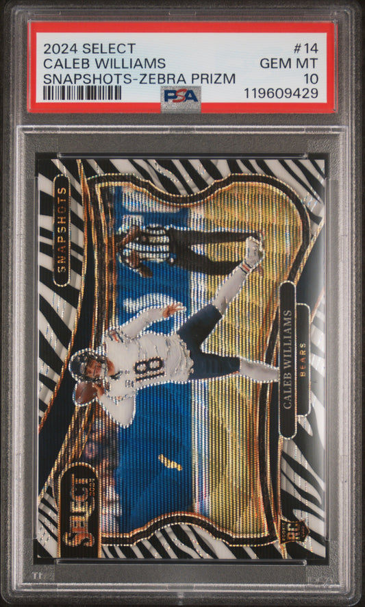 2024 Panini Select Snapshots #14 Caleb Williams Snapshots-Zebra Prizm PSA 10