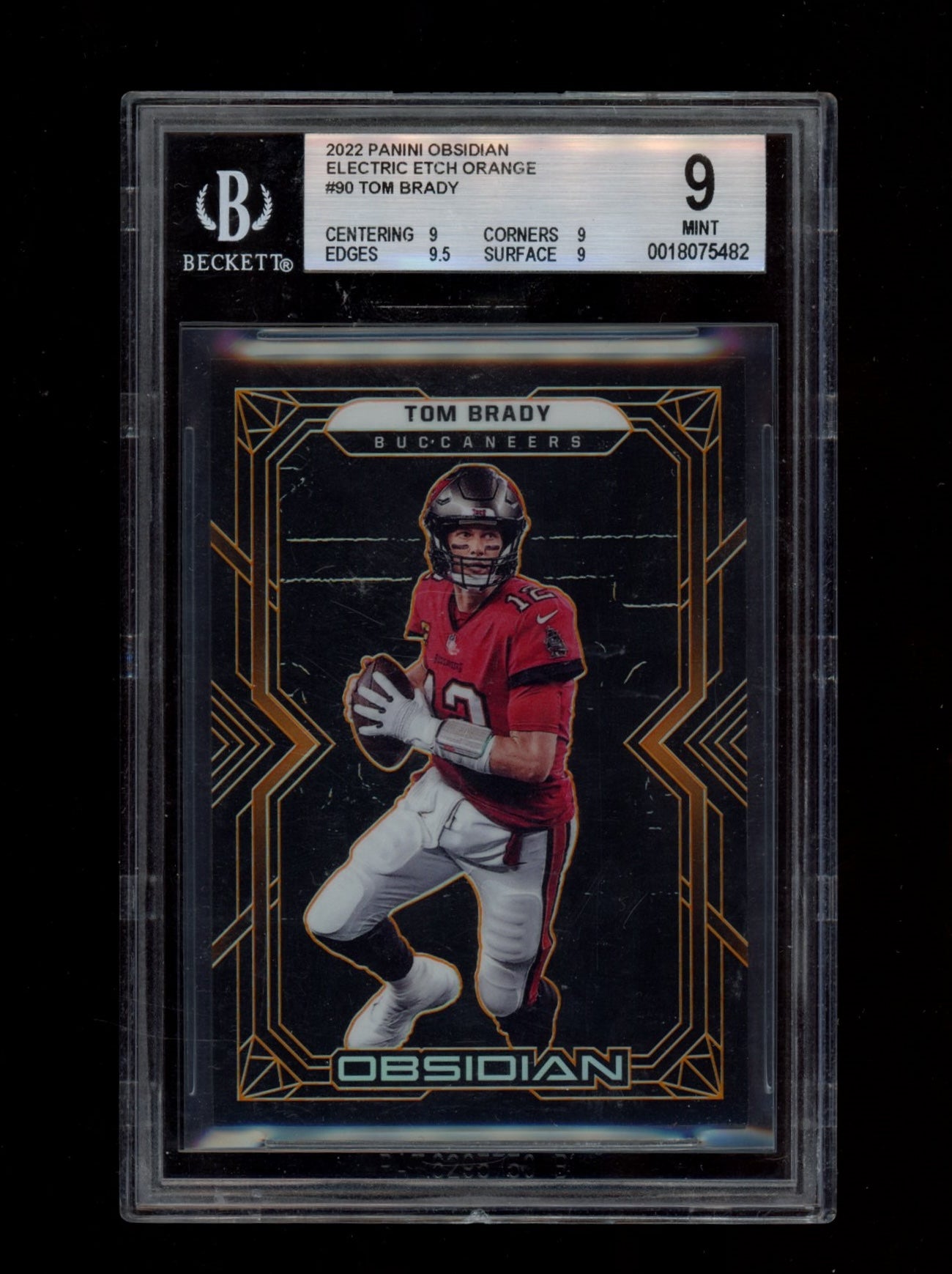 2022 Panini Obsidian Electric Etch Orange #90 Tom Brady BGS 9.0