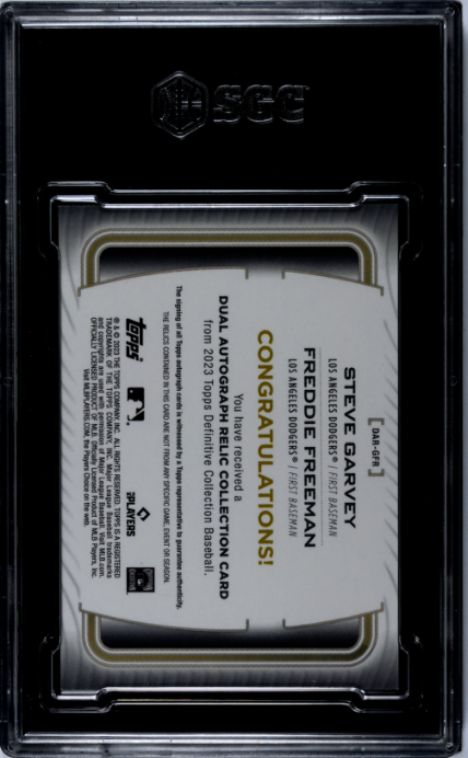 2023 Topps Definitive Collection #DAR-GFR Garvey/Freeman Dual Auto. Relics SGC 9