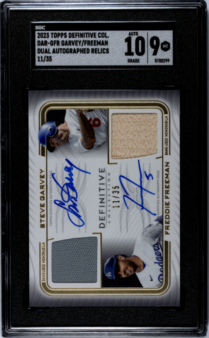 2023 Topps Definitive Collection #DAR-GFR Garvey/Freeman Dual Auto. Relics SGC 9