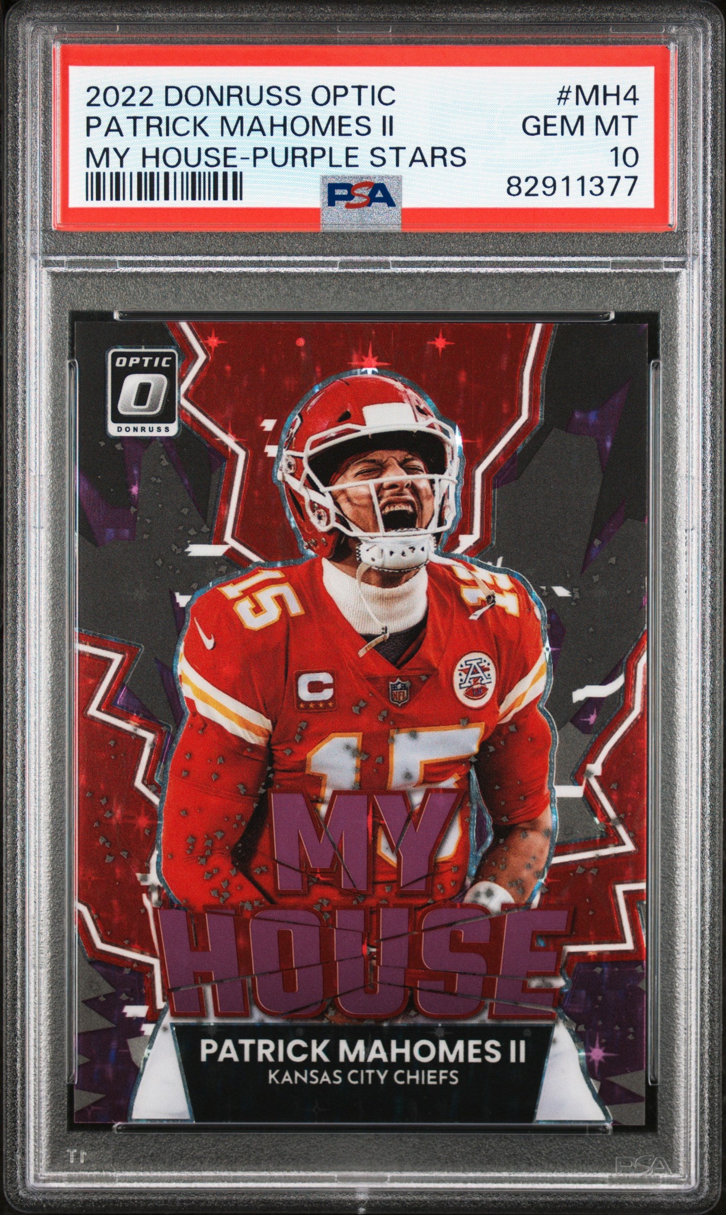 2022 Panini Donruss Optic My House #MH4 Patrick Mahomes Purple Stars /25 PSA 10