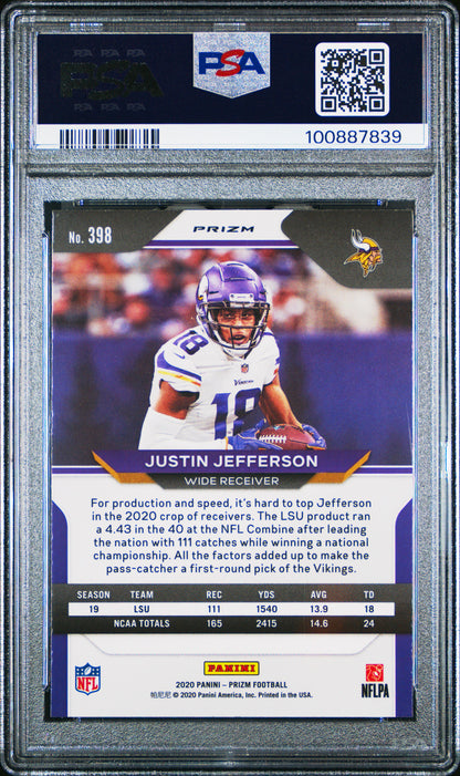 2020 Panini Prizm #398 Justin Jefferson Lazer Prizm PSA 10