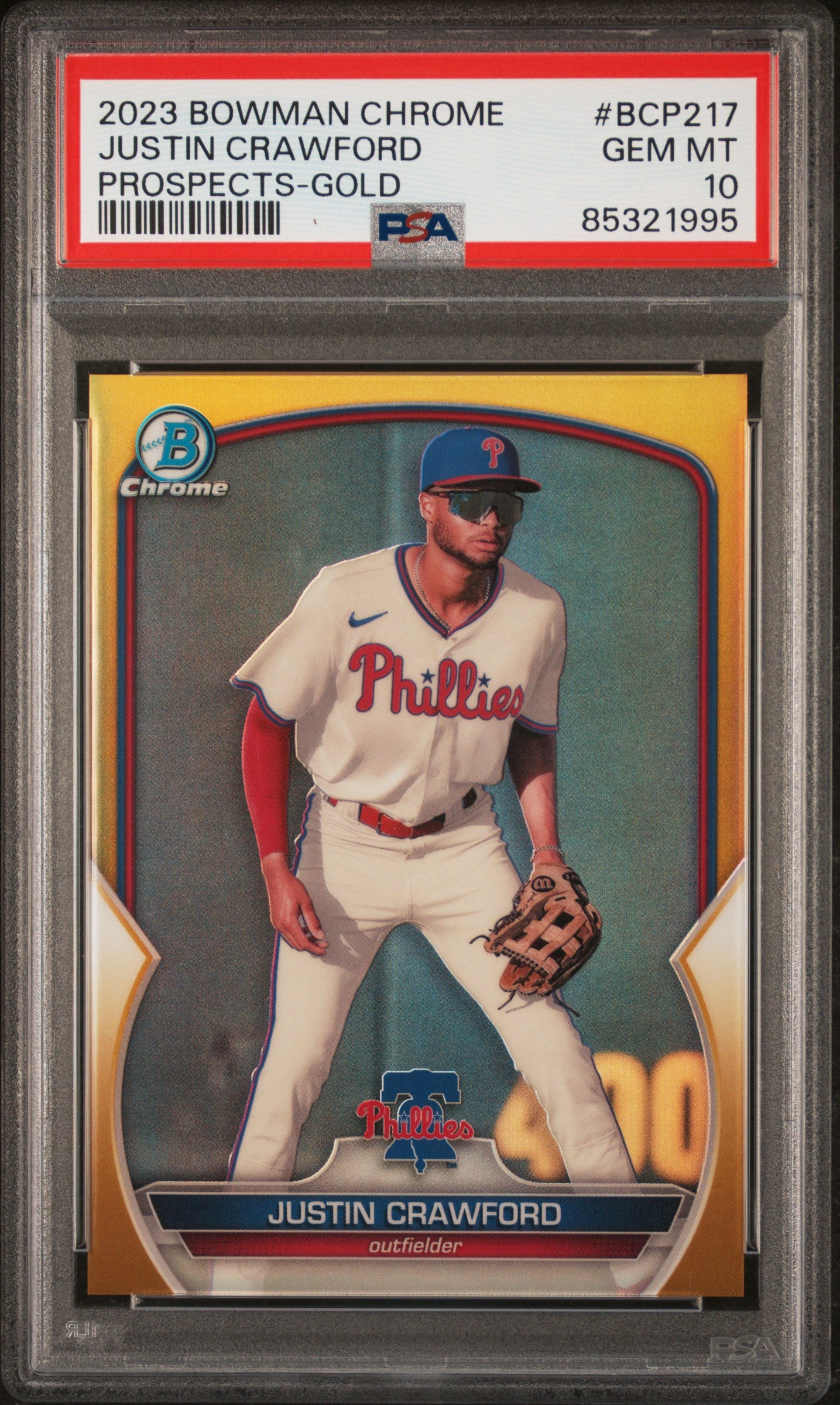 2023 Bowman Chrome #BCP217 Justin Crawford-Gold Refractor PSA 10