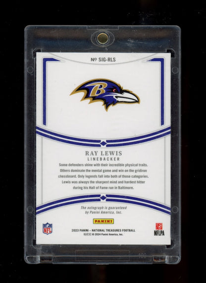 2023 Panini National Treasures #SIG-RLS Ray Lewis Signatures Holo Gold #/10