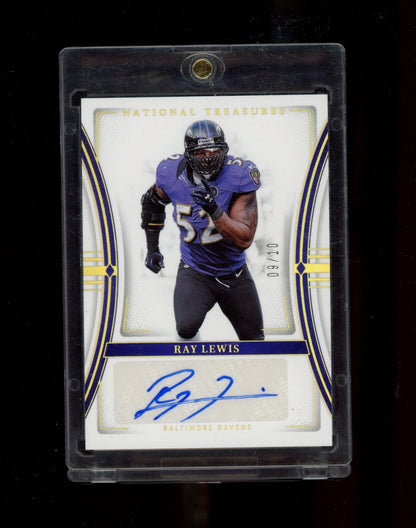 2023 Panini National Treasures #SIG-RLS Ray Lewis Signatures Holo Gold #/10