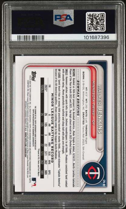 2024 Bowman Chrome Auto #CPAWJ Walker Jenkins Chr Prs Green PSA 9