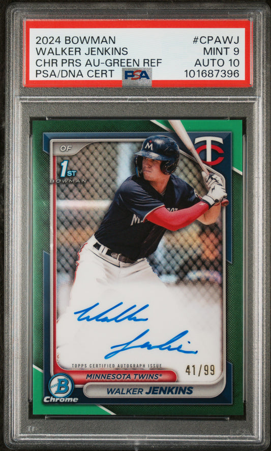 2024 Bowman Chrome Auto #CPAWJ Walker Jenkins Chr Prs Green PSA 9
