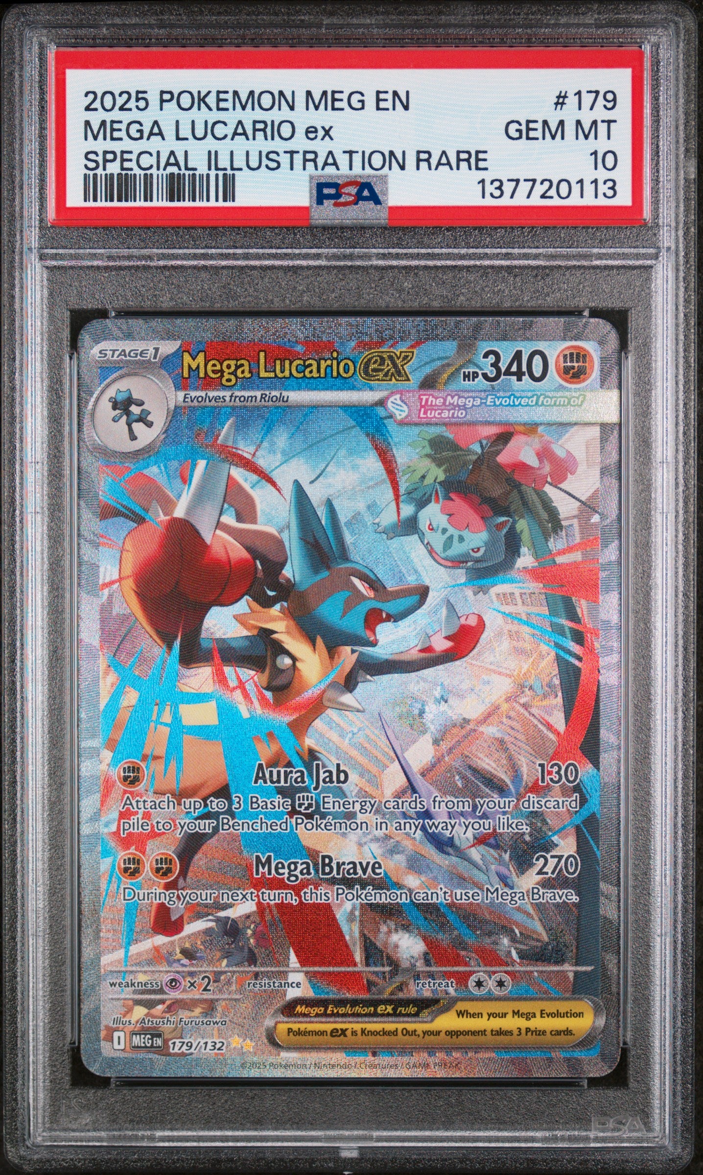 2025 Pokemon Meg En-Mega Evolution #179 Mega Lucario Ex SIR PSA 10