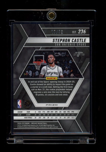2024-25 Panini Mosaic #236 Stephon Castle Red Fluorescent Mosaic #/75