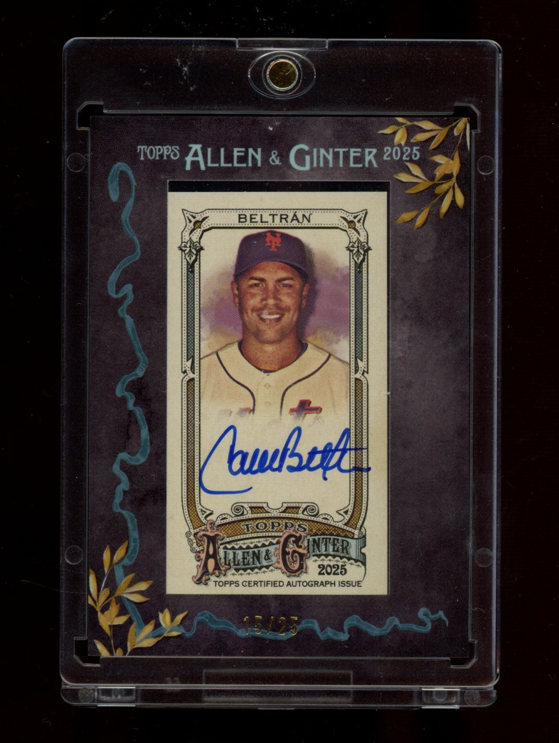2025 Topps Allen & Ginter #MA-CB Carlos Beltrán Mini Auto Black Framed #/25