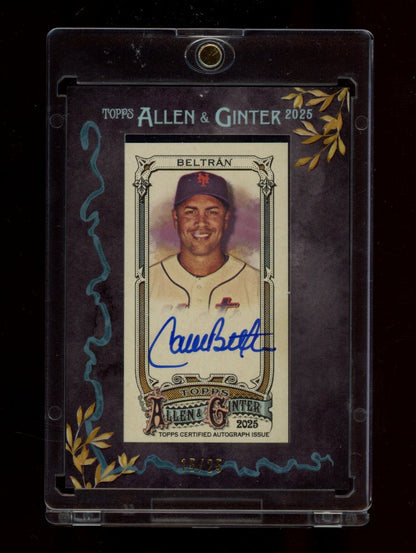 2025 Topps Allen & Ginter #MA-CB Carlos Beltrán Mini Auto Black Framed #/25