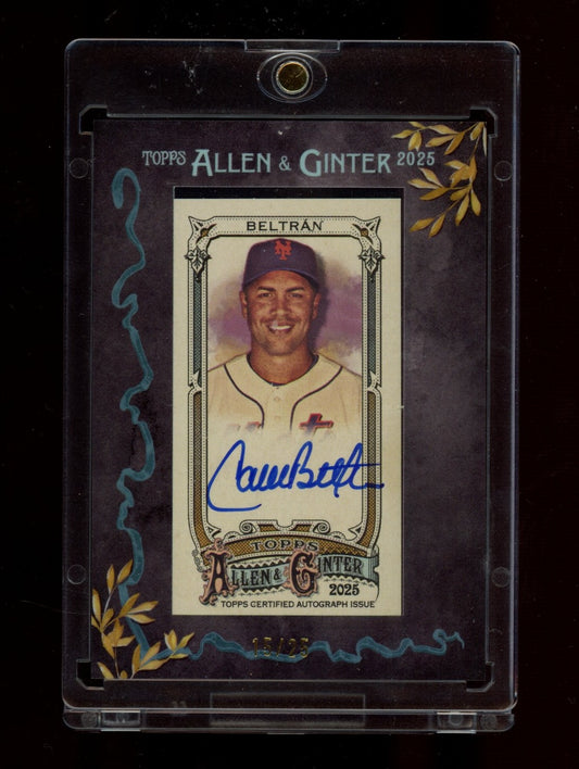 2025 Topps Allen & Ginter #MA-CB Carlos Beltrán Mini Auto Black Framed #/25