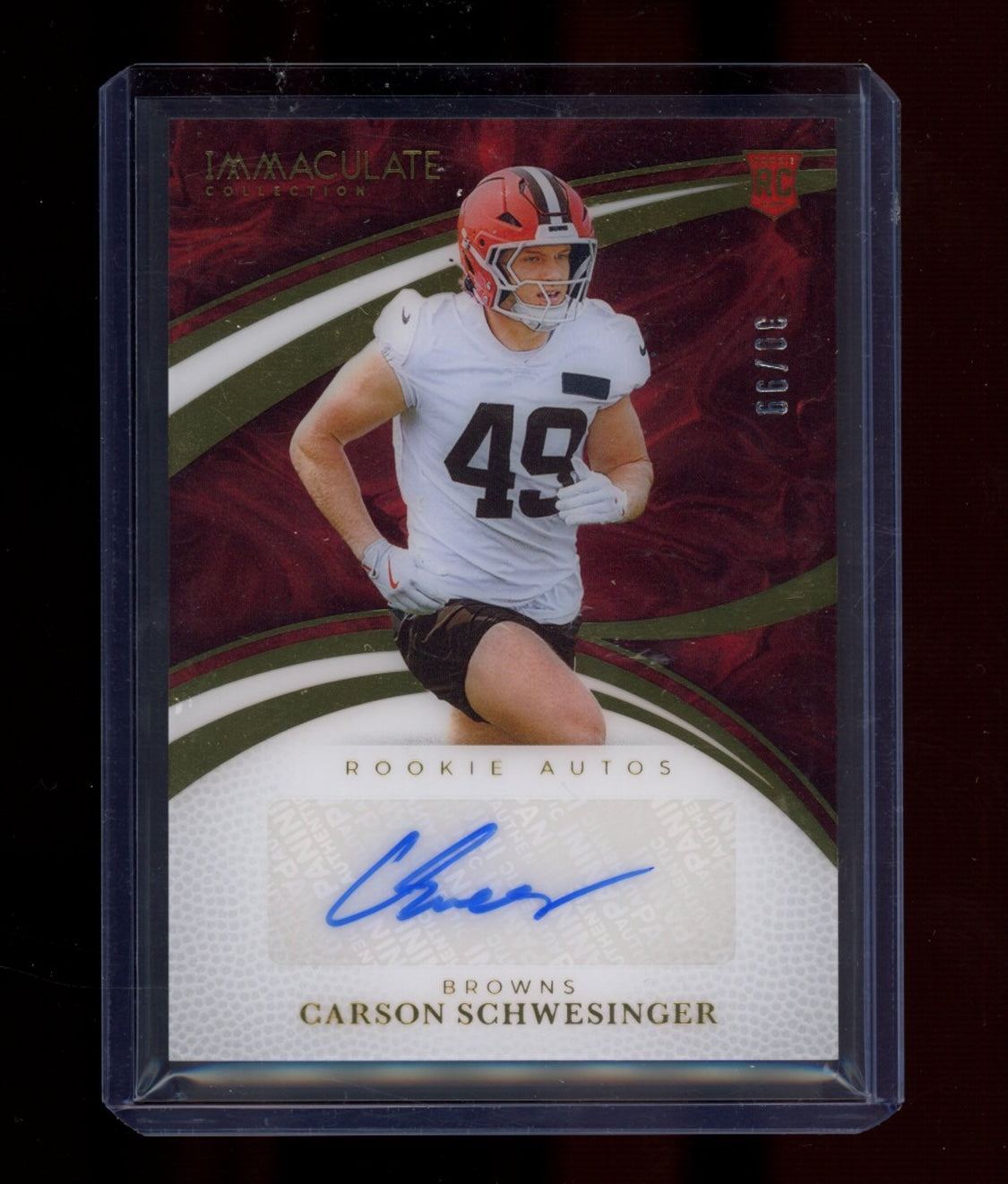 2025 Immaculate Football Carson Schwesinger RC auto /99