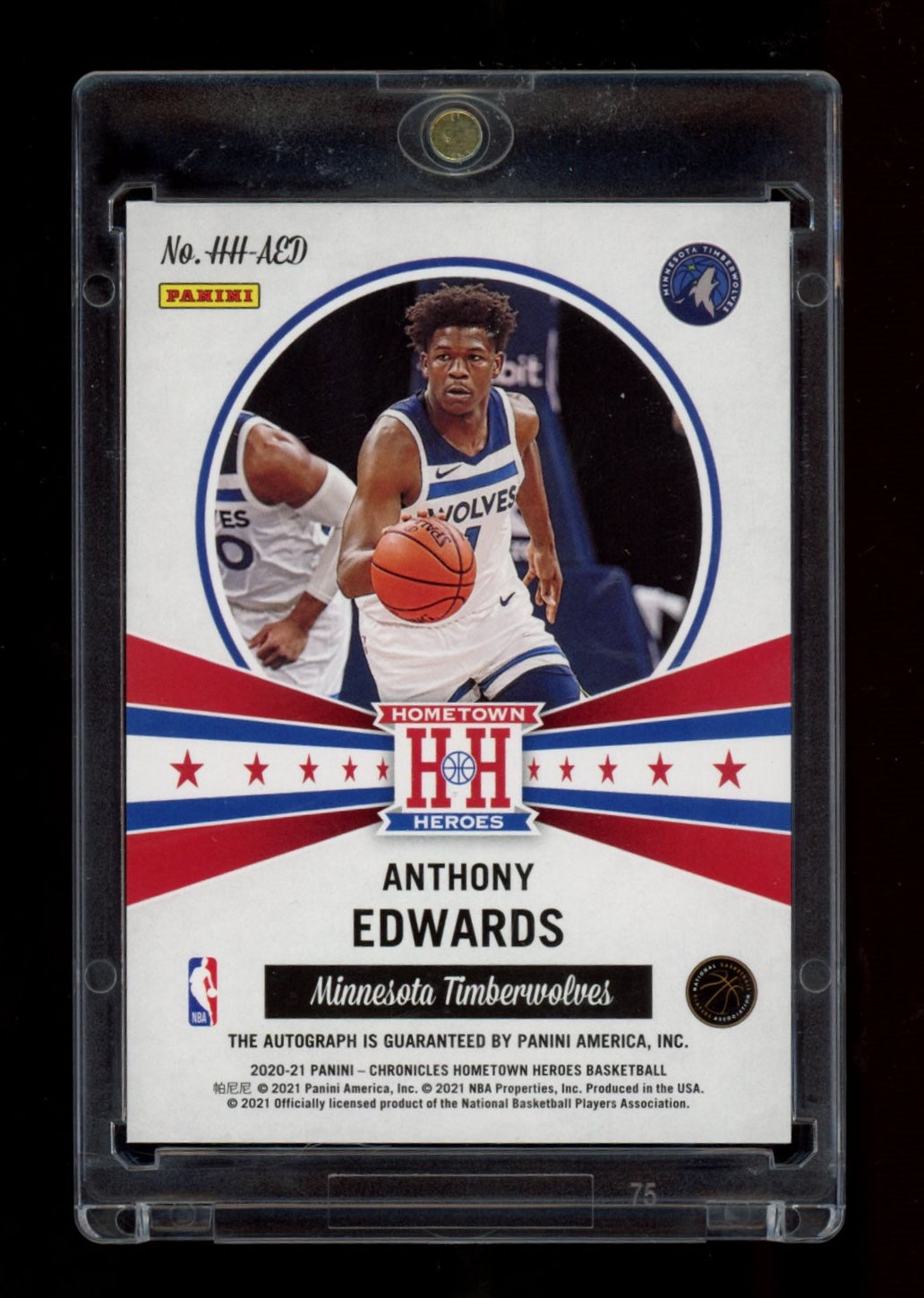 2020-21 Panini Chron #HH-AED Anthony Edwards Hometown Heroes RC Auto Gold #/10