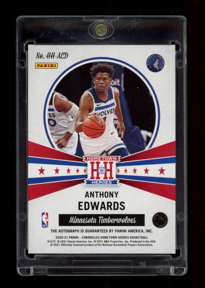 2020-21 Panini Chron #HH-AED Anthony Edwards Hometown Heroes RC Auto Gold #/10