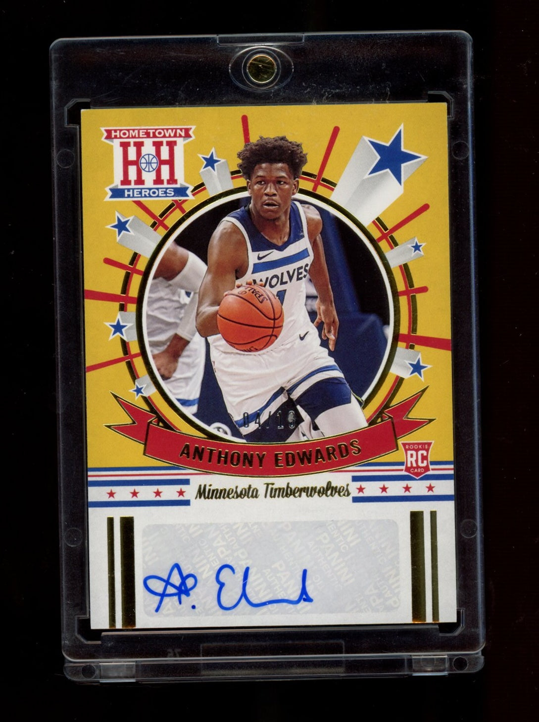 2020-21 Panini Chron #HH-AED Anthony Edwards Hometown Heroes RC Auto Gold #/10