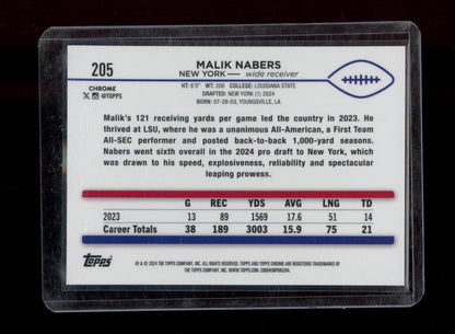 2024 Topps Chrome Sapphire Edition #205 Malik Nabers Gold Sapphire #/50