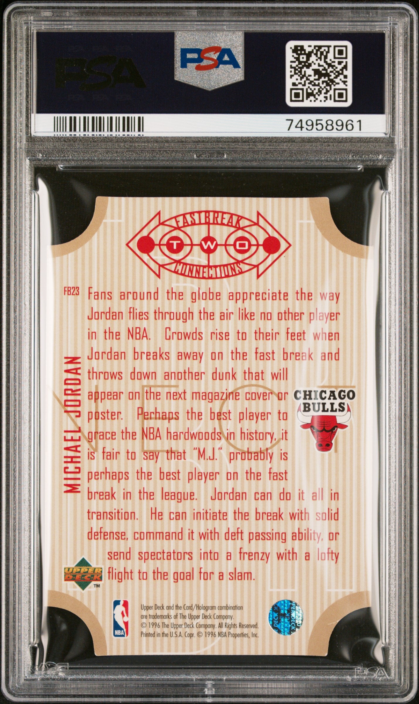 1996 Upper Deck Fast Break Connection #FB23 Michael Jordan FB Connection PSA 8