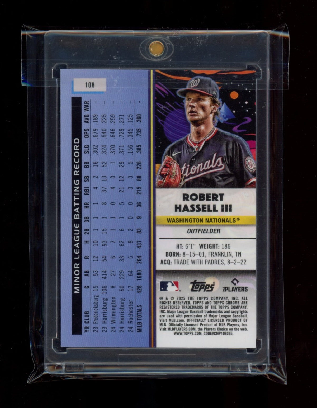 2025 Topps Chrome Cosmic #108 Robert Hassell III Orange Galactic Refractor #/25