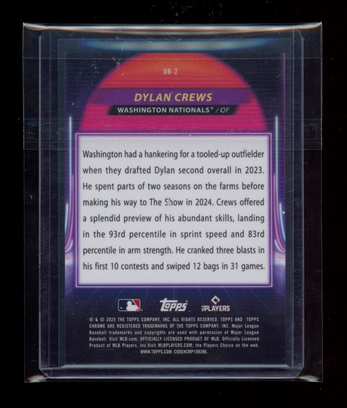 2025 Topps Chrome Cosmic #UB-2 Dylan Crews Ultraviolet Beam Green Refractor #/75