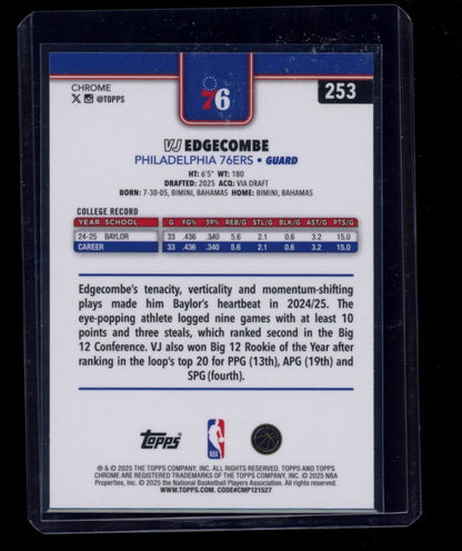 2025-26 Topps Chrome #253 VJ Edgecombe Negative Refractor