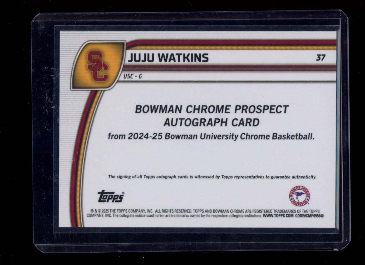 2024-25 Bowman University Chrome #37 Juju Watkins Auto Green Refractor #/99
