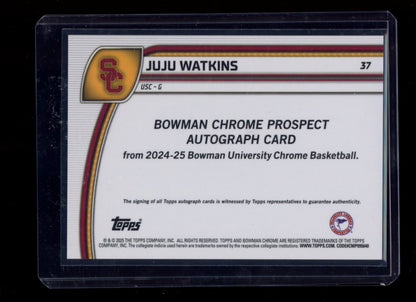 2024-25 Bowman University Chrome #37 Juju Watkins Auto Green Refractor #/99