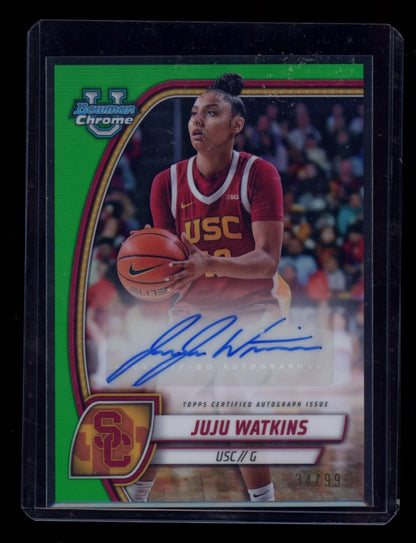 2024-25 Bowman University Chrome #37 Juju Watkins Auto Green Refractor #/99