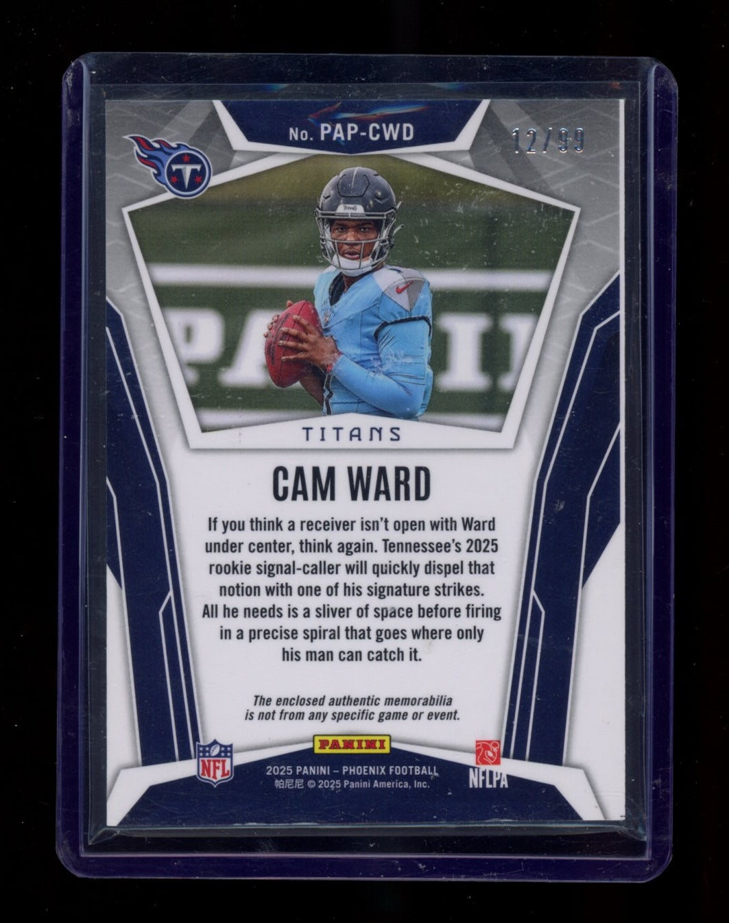 2025 Panini Phoenix #PAP-CWD Cam Ward Pandora Patch Green Prizm #/99