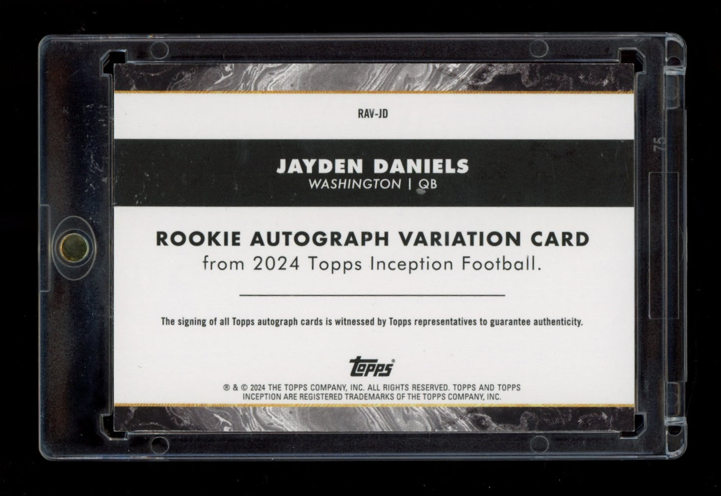 2024 Topps Inception #RAV-JD Jayden Daniels RC Auto Variations Magenta #/99