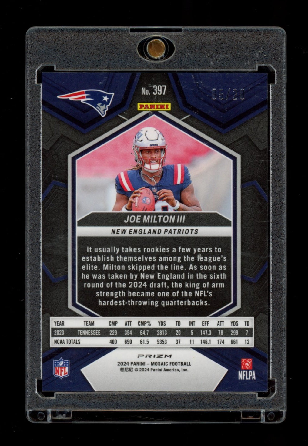 2024 Panini Mosaic #397 Joe Milton III Mosaic No Huddle Pink #/20