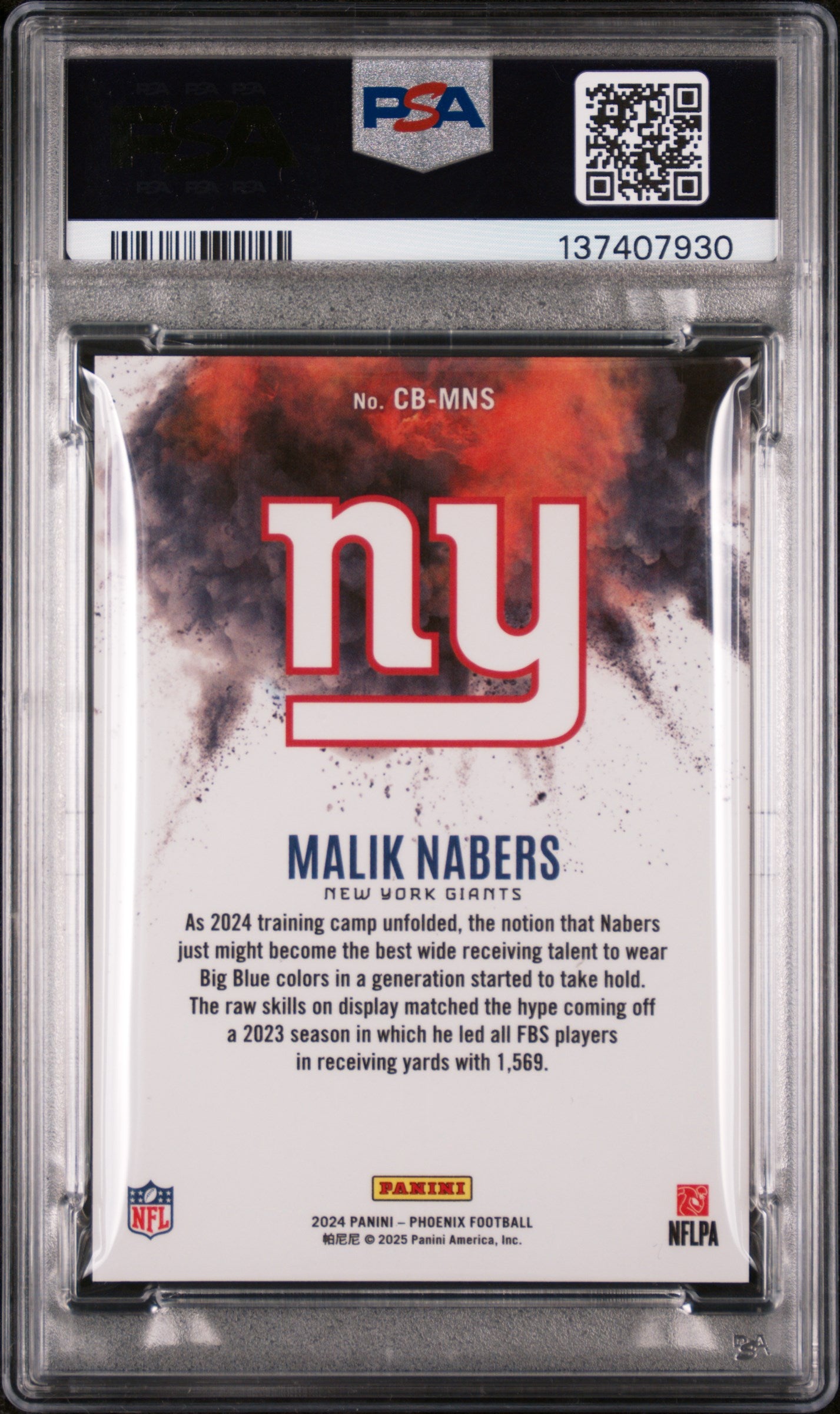 2024 Panini Phoenix Color Blast #CBMNS Malik Nabers PSA 9