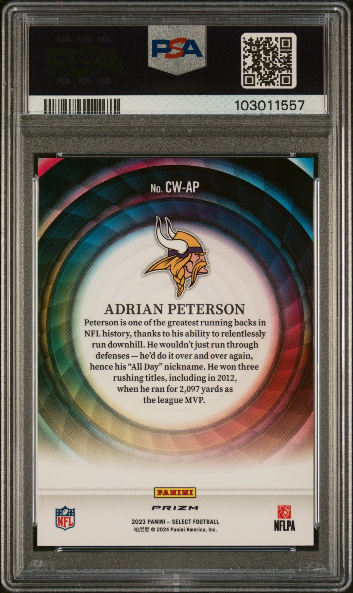 2023 Panini Select Color Wheel #CWAP Adrian Peterson PSA 10