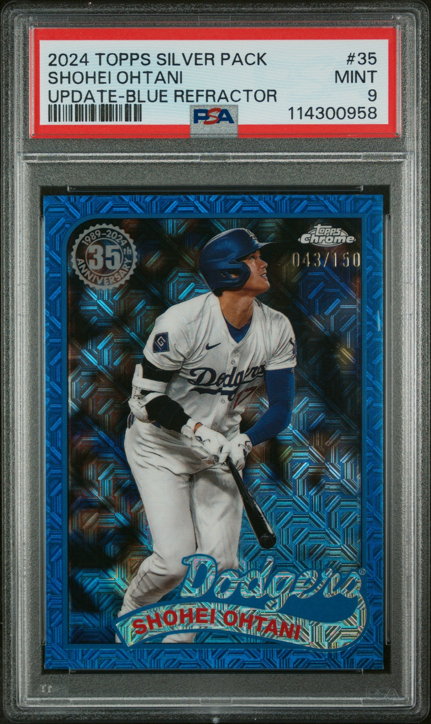 2024 Topps Silver Pack 1989 #35 Shohei Ohtani Update-Blue Refractor PSA 9