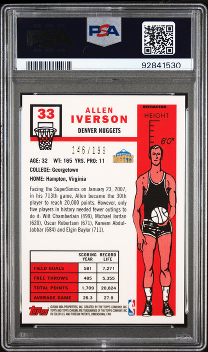 2007 Topps Chrome #33 Allen Iverson 1957-58 Var.-Orange Ref. PSA 9