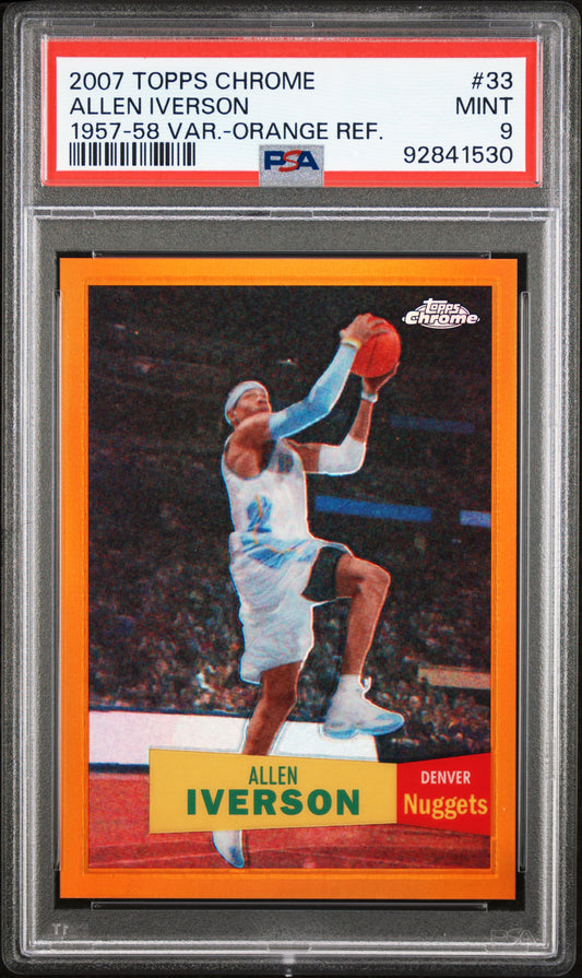 2007 Topps Chrome #33 Allen Iverson 1957-58 Var.-Orange Ref. PSA 9