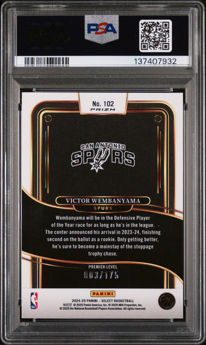 2024 Panini Select #102 Victor Wembanyama Maroon Prizm PSA 9