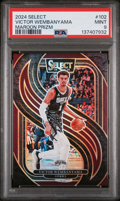 2024 Panini Select #102 Victor Wembanyama Maroon Prizm PSA 9