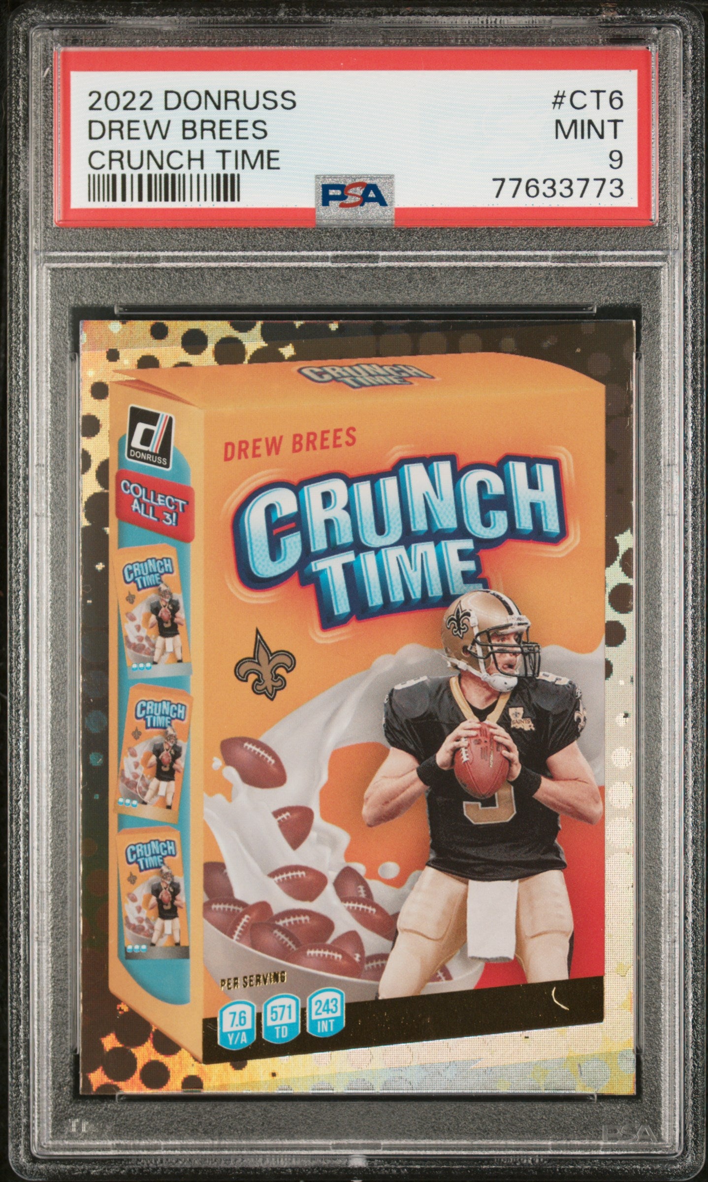 2022 Panini Donruss Crunch Time #CT6 Drew Brees Crunch Time PSA 9