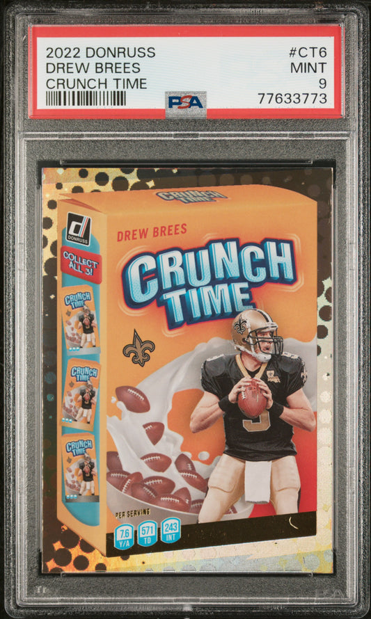 2022 Panini Donruss Crunch Time #CT6 Drew Brees Crunch Time PSA 9