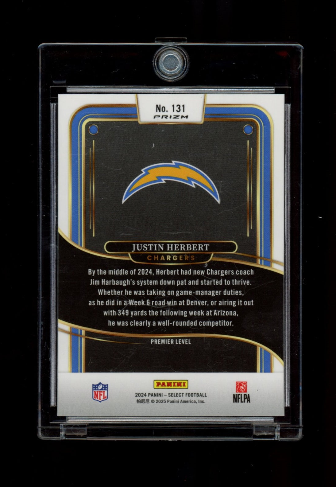 2024 Panini Select #131 Justin Herbert Zebra Prizm