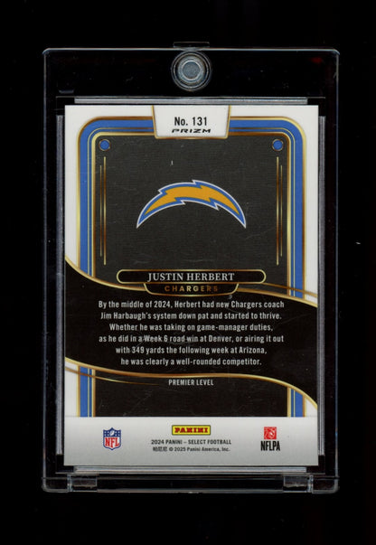 2024 Panini Select #131 Justin Herbert Zebra Prizm