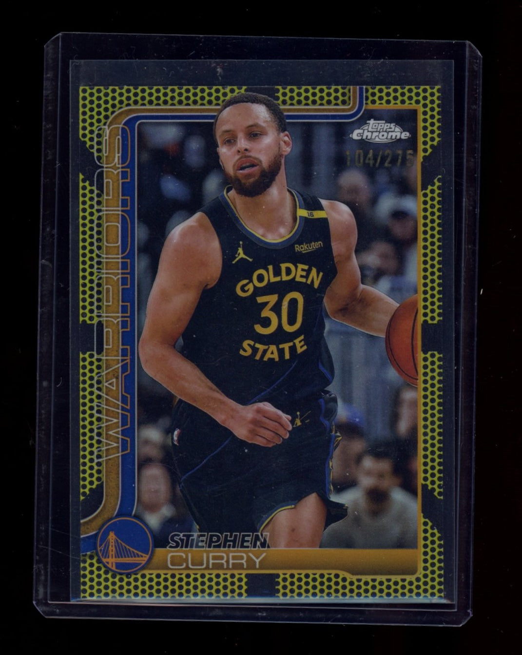 2025-26 Topps Chrome #201 Stephen Curry Yellow Basketball Refractor #/275
