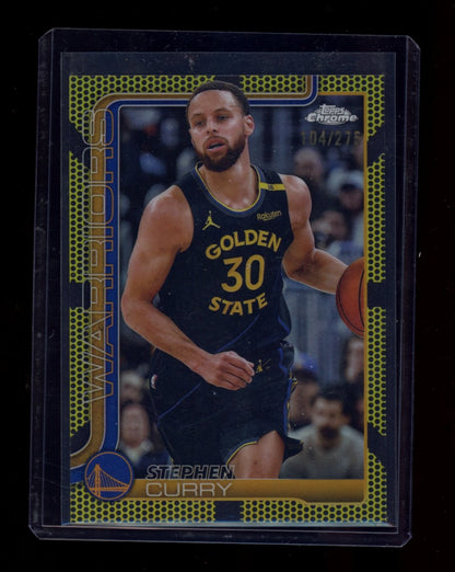 2025-26 Topps Chrome #201 Stephen Curry Yellow Basketball Refractor #/275